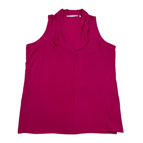 Violet & Claire Pink V-Neck Sleeveless Blouse Tank Chiffon Size M Semi Sheer - Picture 1 of 9